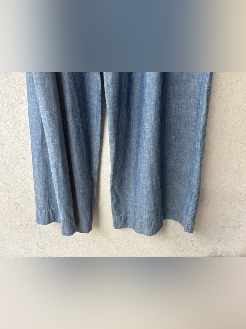 Lauren Ralph Lauren Chambray Pleated Wide Leg Pants 16 High Rise Cotton - Picture 5 of 13